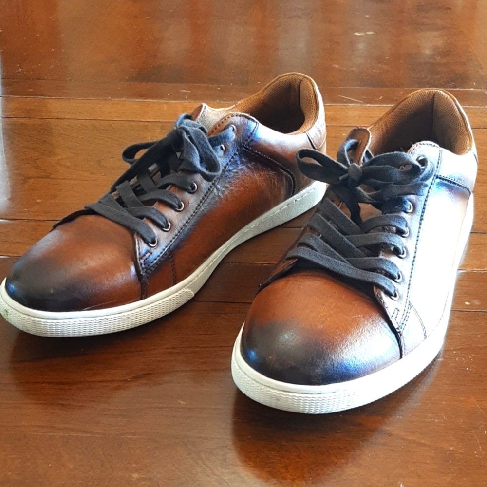 Steve Madden P-Sabel Cognac Brown Leather Sneakers Men's Size 12 EUC